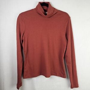 Peruvian Connection Terracotta Long Sleeve Turtle Neck Pima Cotton Small